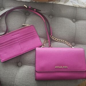 Michael Kors Pink Crossbody Bag and Wallet Set
